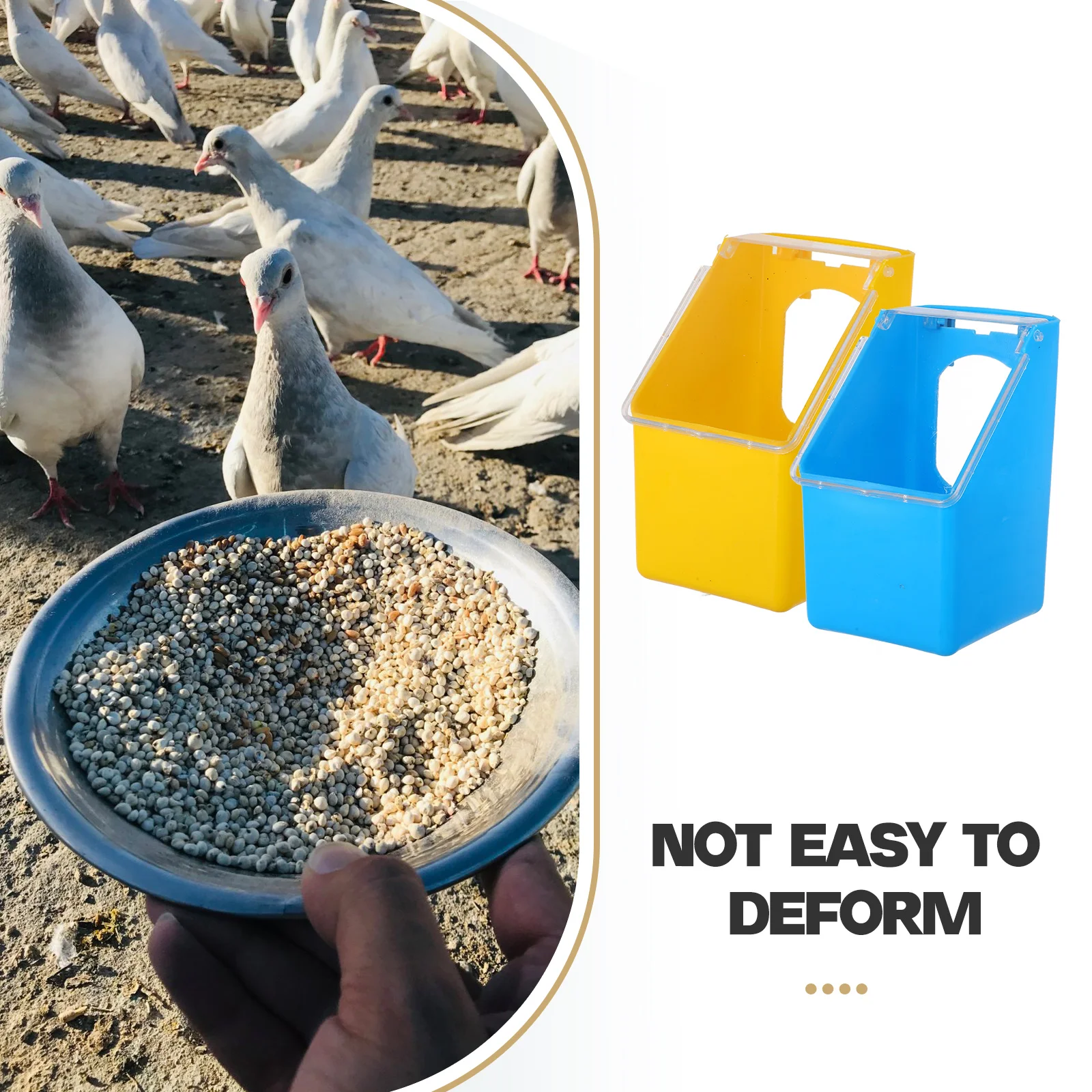 

2pcs Durable Bird Feeder Cage Supply Trough Durable Plastic Easy Food Box Yellow Bird Cage Pet Supplies Food Box