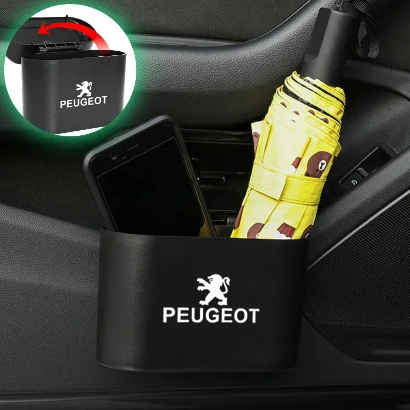 ABS Car Trash Can Auto Interior Organizer Storage Box for Peugeot 3008 206 5008 308 208 408 508 407 107 307 406 405 205