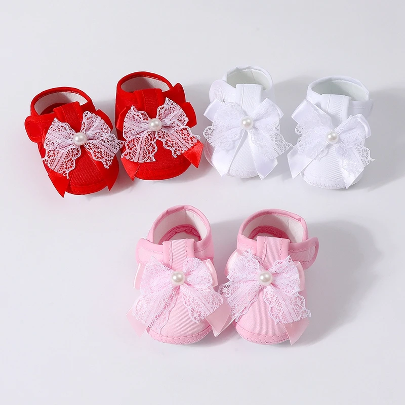 

Baby Girls Shoes Anti-slip Soft Sole Newborns First Walkers Sweet Bowk Princess Wedding Birthday Shoes Infant Casual Flat
