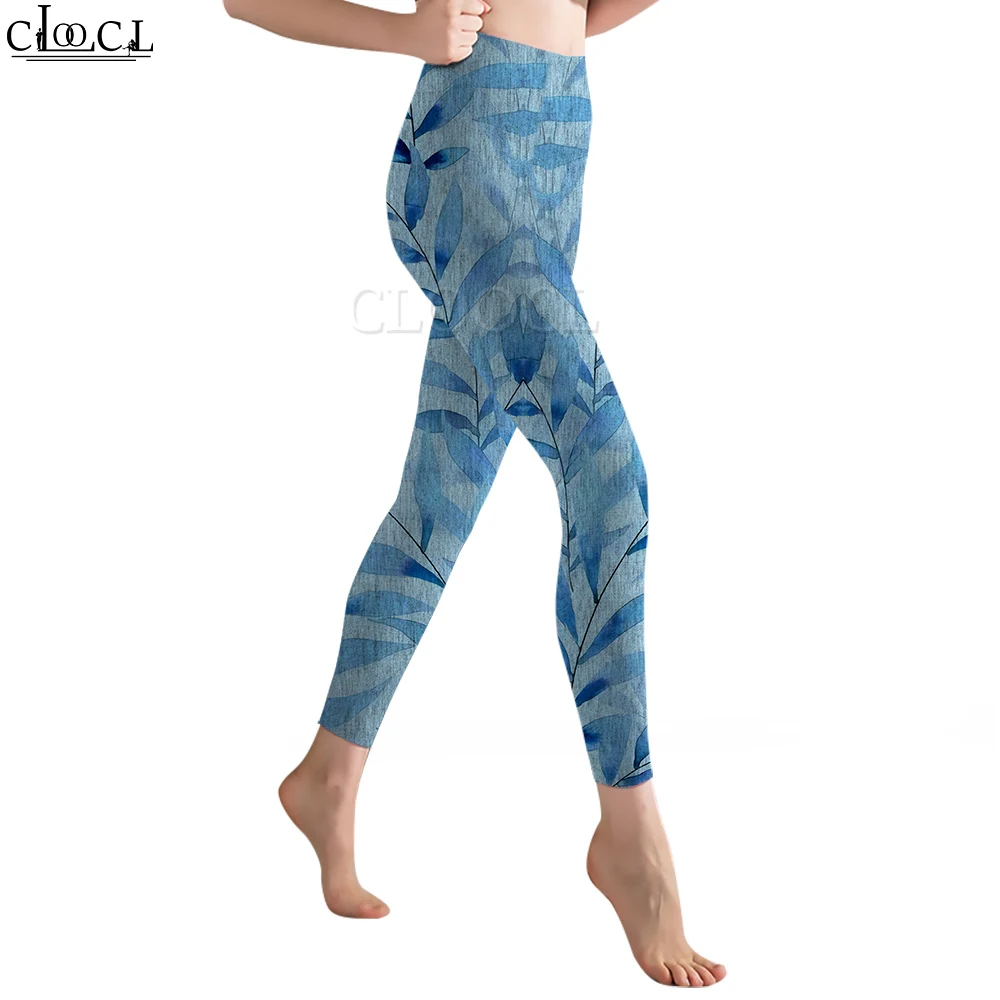 CLOOCL damskie legginsy Vintage oddział zielone liście 3D legginsy modne damskie spodnie sportowe spodnie do jogi dla kobiet