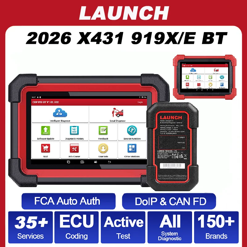 LAUNCH Creader 919X/E BT Car Diagnostic Tools Case Professional OBD2 Scanner Automotive Diagnostic Tools CANFD DOIP ECU Coding