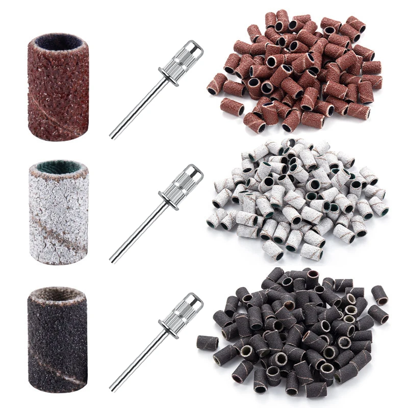 50/100 sztuk pierścień szlifierski do paznokci opaski elektryczny Manicure wiertła do paznokci 80/120/180/240 Grit żel UV narzędzie do usuwania lakieru