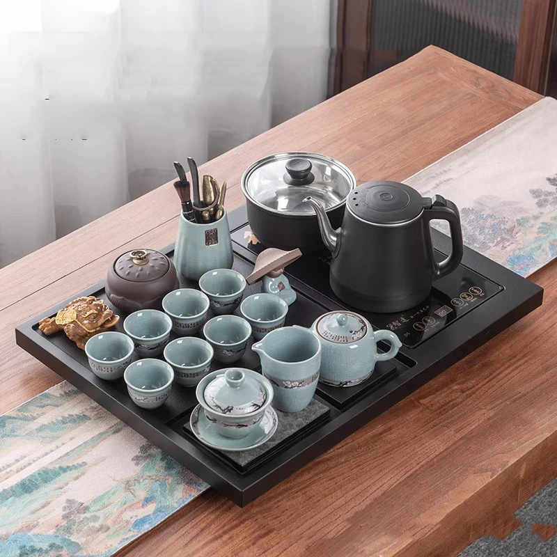 Chinese Black Tea Tray Serving Luxury Accessories Decorative Stone Drainage Chinese Tea Tray Tableware Bandejas Home Products