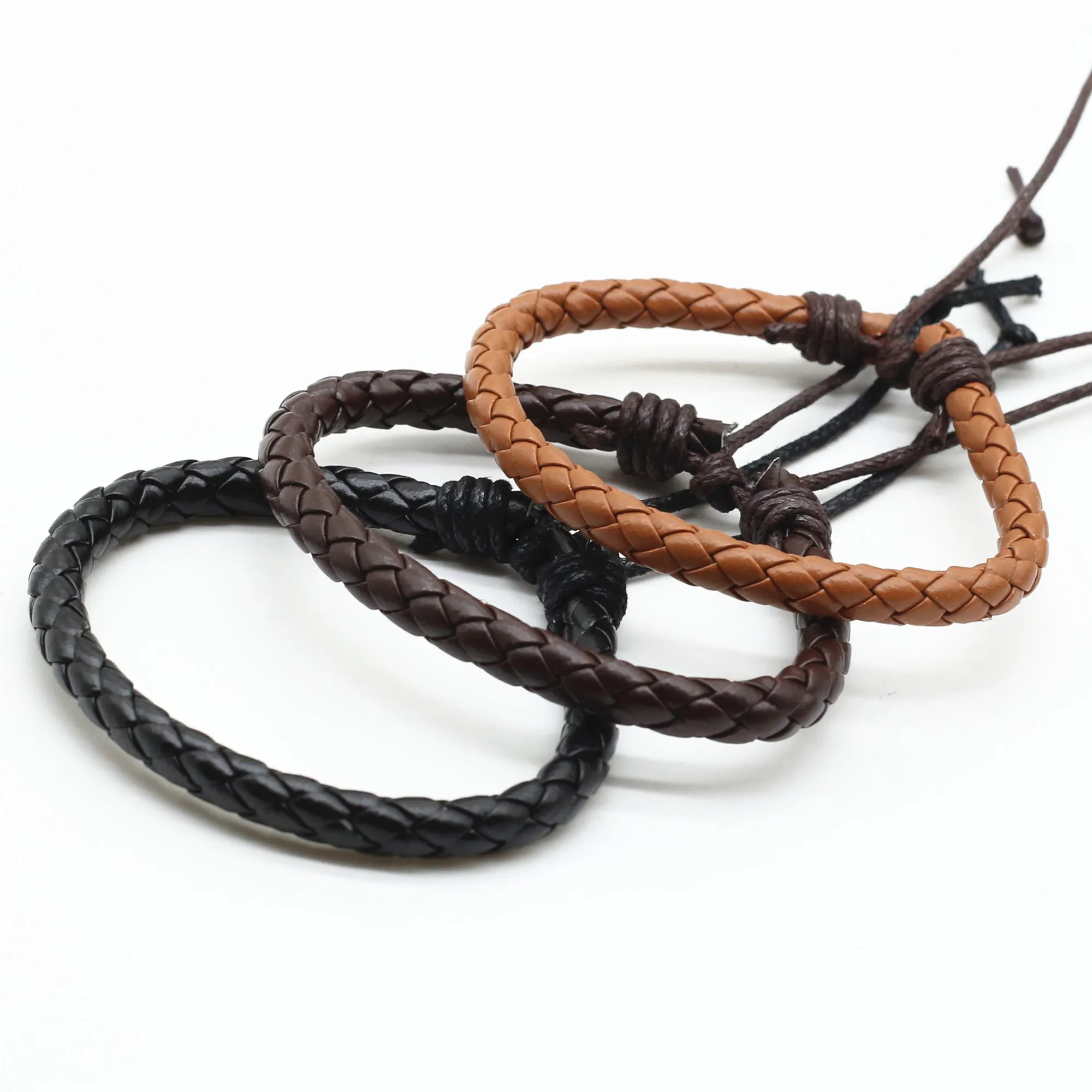 WestBull Khaki Brown PU Leather Braided Men Bracelets For Women Wristbands Bangle Male Homme Gift Jewelry