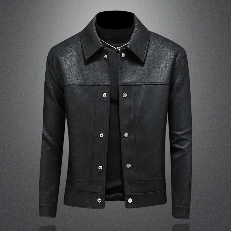 

Men's ort Suede Jaet Autumn Winter Busin Casual Light Maturi Sle irt Faionable Stand Collar Outerwear Coat