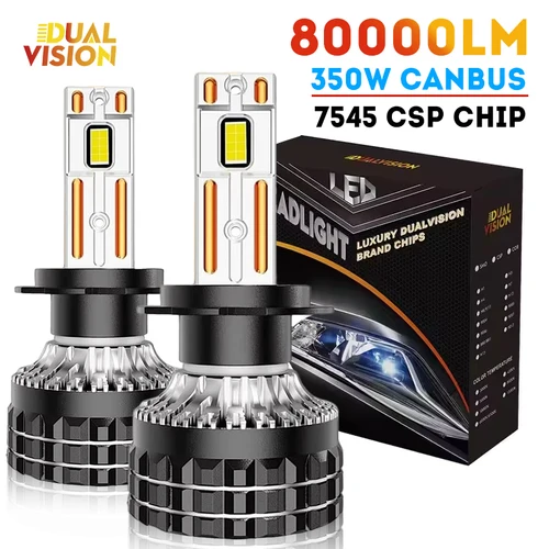 Imagen 1 del producto Lámpara LED Dualvision K5C H7 H4 H11 con 2 Tubos de Cobre, Luces de 6000K para Auto, H1 H8 H9 H3 9012 HB3 9005 HB4 9006, Bombillas LED para Faros Delanteros de 12V