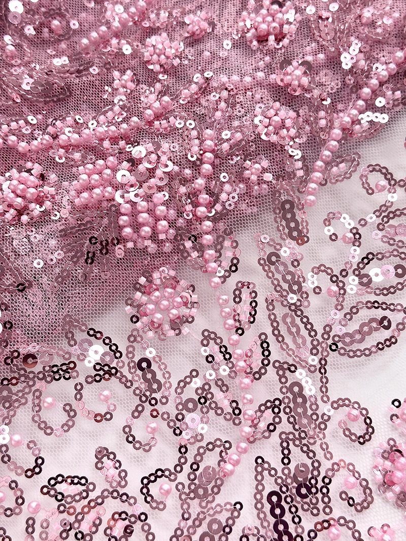 Tessuto di pizzo con perline di paillettes africane di lusso 2025 Sposo di alta qualità Matrimonio nigeriano Ricamo da sposa Tulle francese Cucito