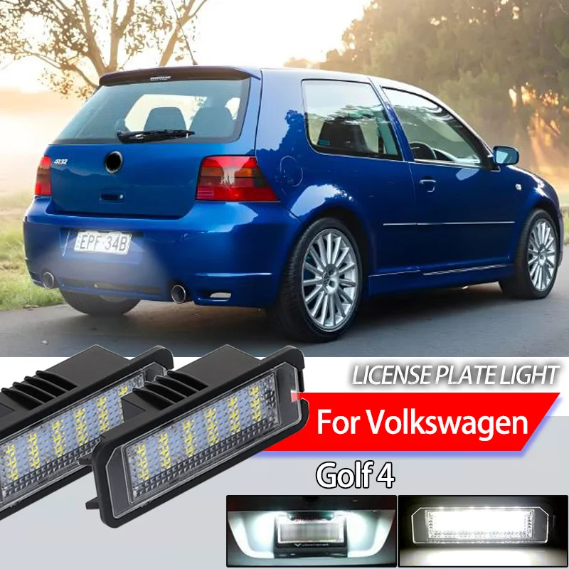 2PCS LED Car License Number Plate Light Lamps Canbus Error Free For VW Golf 4 1997-2005 Automobiles Parts Accessories