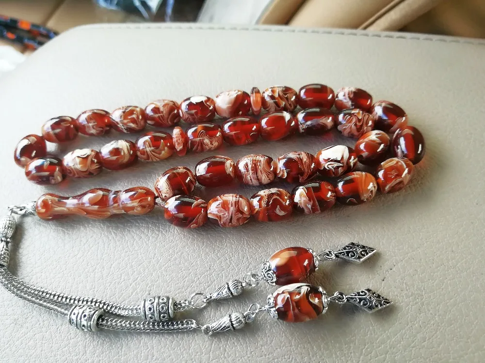 Islamic 33 imitation amber color prayer beads Rosary Muslim tasbih masbaha misbaha tespeeh sibha subha tespih