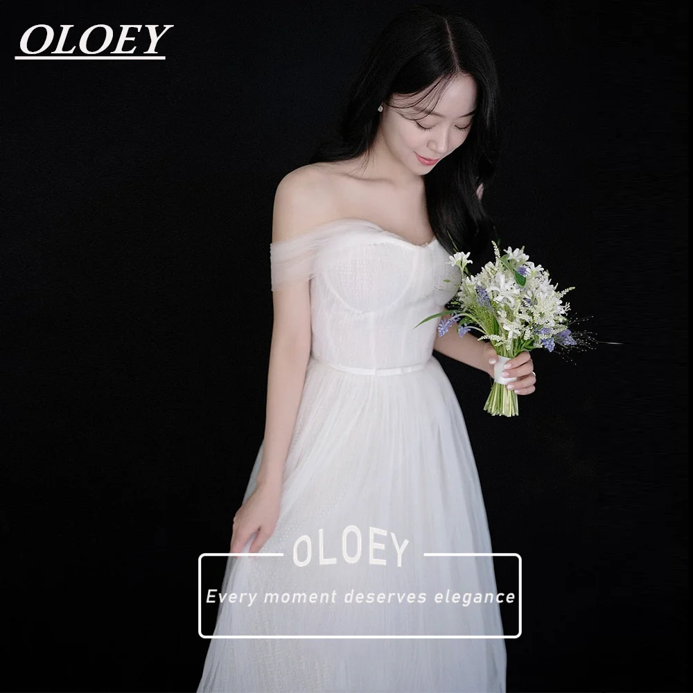 OLOEY Unique Sweetheart Neck A-Line Wedding Dress with Detachable Sleeves Korea Photoshotot Floor Length Bridal Gown Customized