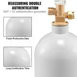 VEVOR 5 ปอนด์ CO2 ถังอลูมิเนียมแก๊สยี่ห้อใหม่ CO2 กระบอกสีเทาสเปรย์เคลือบ CO2 ถัง CGA320 วาล์ว