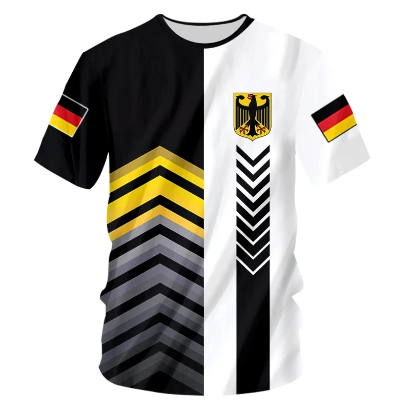 Germany National Flag Harajuku Graphic Men's T-shirts Summer Quick Dry Material Tops Fashion O-neck Oversized Short-sleeved Tees