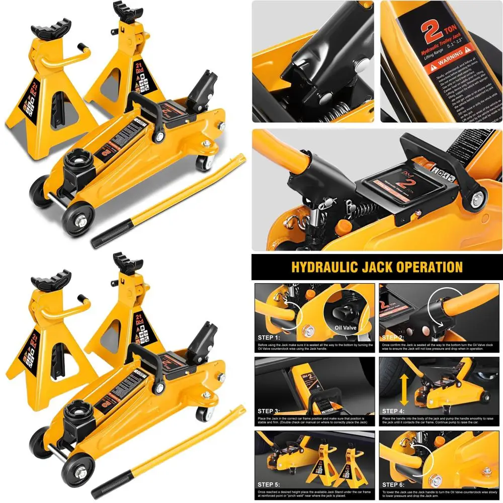 

Компактная 2-тонная гидравлическая тележка и напольный домкрат с подставками с храповым механизмом, оранжевый