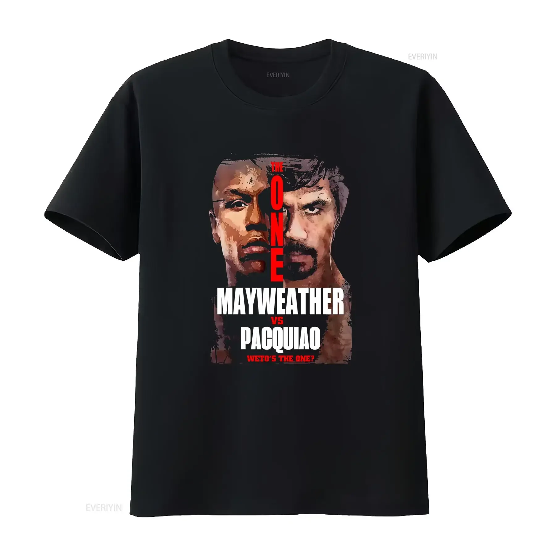 Camiseta del partido de boxeo Mayweather VS Pacquiao, Who's The One, XXL, vintage, lavada, transpirable, elástica, ropa de diseñador, ligeramente elástica