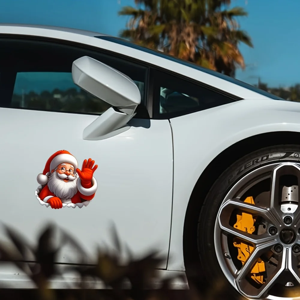 1 Stück winkender Aufkleber, 3D-selbstklebender Aufkleber, geeignet für Weihnachts-PVC-Autos und Fenster-Vinyls, ideal auf Glas-/Metallic-Oberflächen – Detail 4