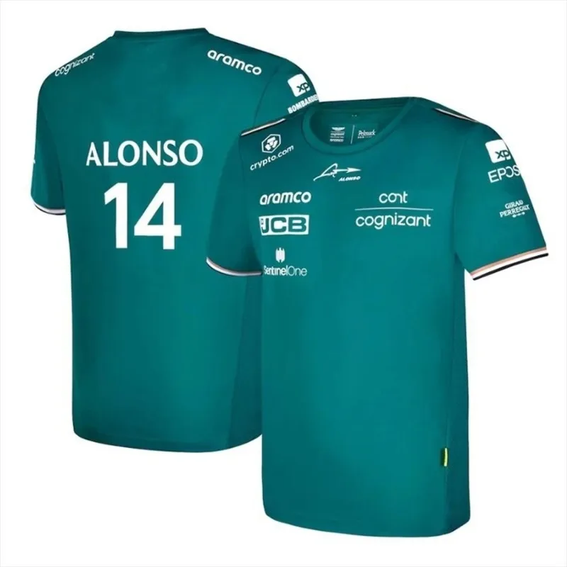 Hot Aston Martin 2023 F1 Team T-shirts  Spanish Racing Driver Fernando Alonso 14 And Stroll 18 Hot Sale 3D Kids T-shirts