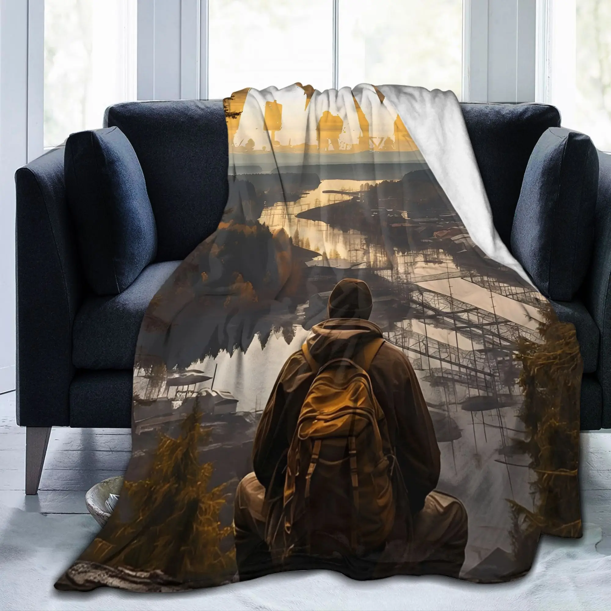 DayZ Shotting Game Fuzzy Blanket Zombie Attack Awesome Throw Blankets for Quilt 150*125cm Super Soft