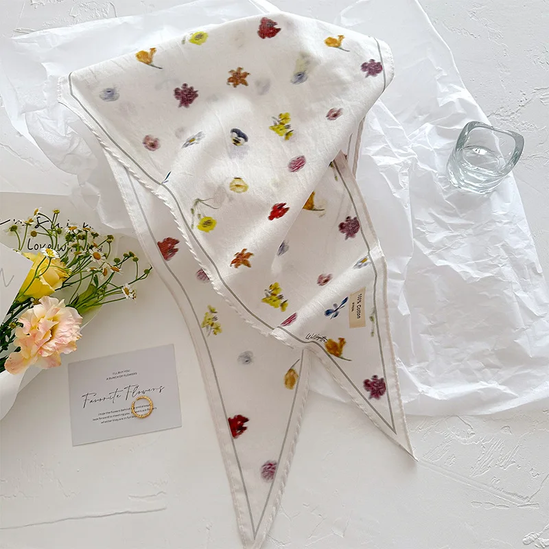 Double Sided Long Square Scarf Versatile Lightweight Soft Fabric Neck Wrap Wrist Tie Hair Bandana for Women Spring Fall Daily