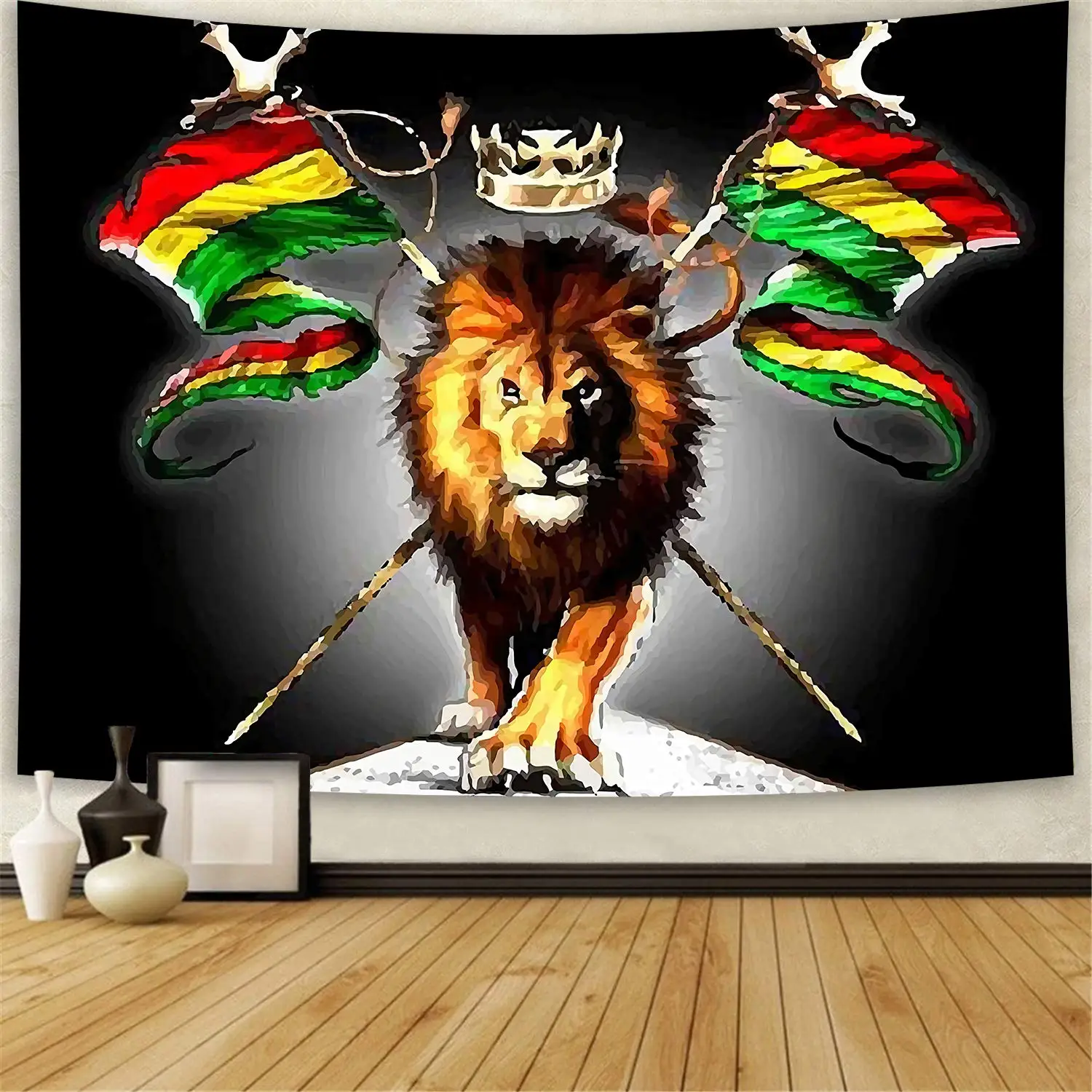 Rasta Rastafarian Tapestry Lion Head Bob Tapestry Wall Hanging Backdrop for Living Room Bedroom Dorm Psychedelic Decor Tapestry