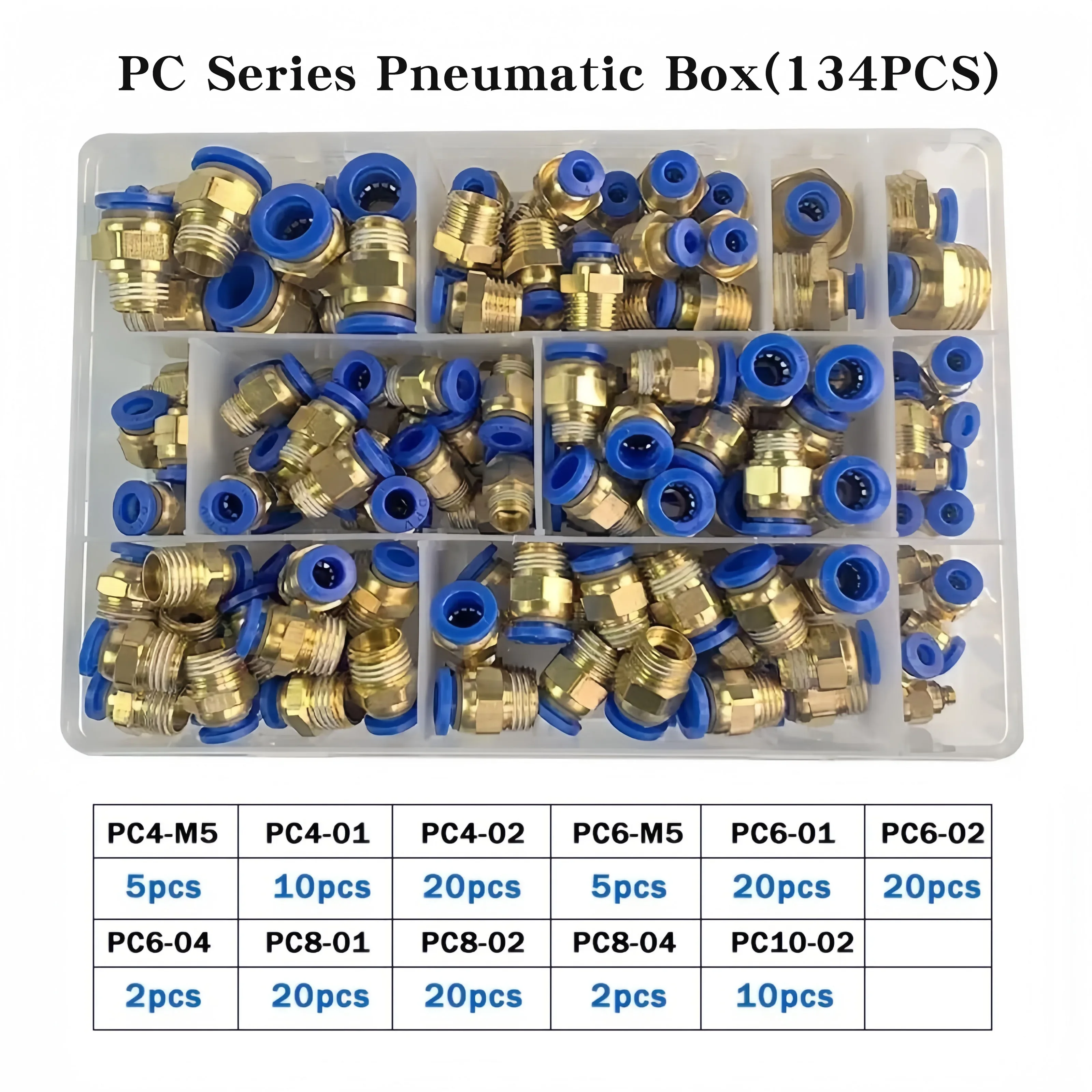 PC Series Pneumatic Box Air Joint Connector Fitting PC 4/6/8/10/12mm Thread 1/8 1/4 3/8 1/2 Hose Fittings Pipe Quick Connectors