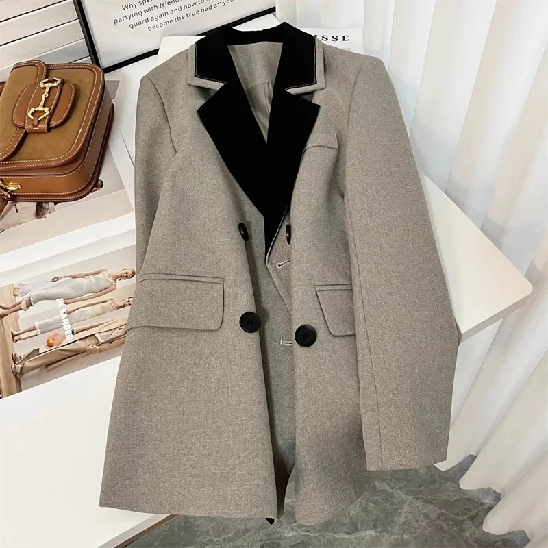 

2023 The NewUnique, Chic and Super-Beautiful. Age-Reducing French High-grade Fake Two-Piece Suit Long Sleeve Jacket Trend M1083