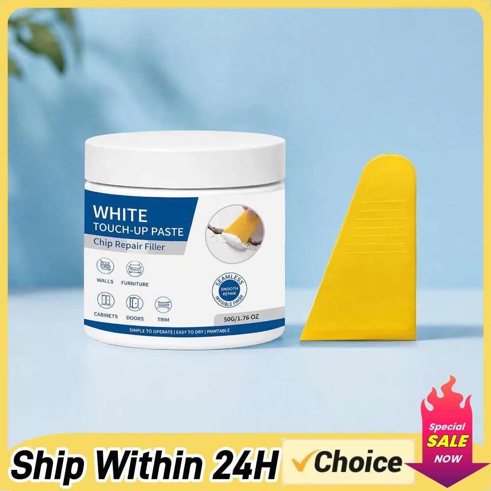 Multipurpose White Wood Filler Furniture Repair Paste Wall Crack Fix Scratch Restoration Cream Baseboard Cabinet Quick Dry