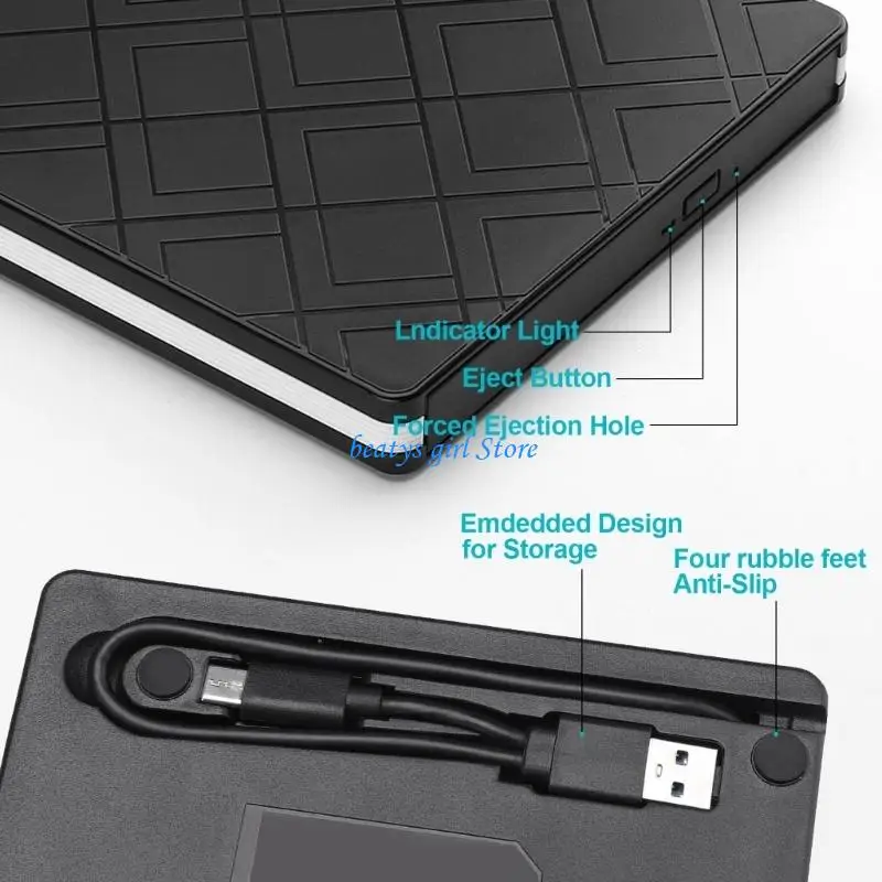 C7AB Fast Speed External CDs DVDs Writer With USB3.0 Type C For Computer