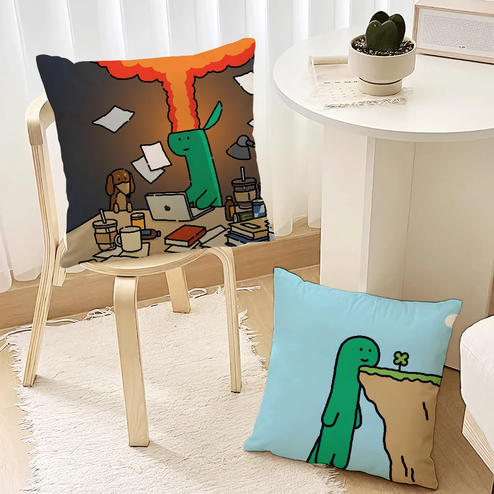 Dinosaur J-Joguman S-Studio Cute Pillow Case Living Room Accent Couch Back Support Square Lounge Restful Nap Companion ﻿