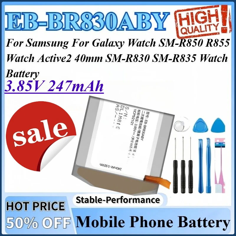 

Аккумулятор для часов 3,85 В, 247 мАч EB-BR830ABY для Samsung Galaxy Watch R855 SM-R850, аккумулятор Active2 40 мм SM-R835 SM-R830