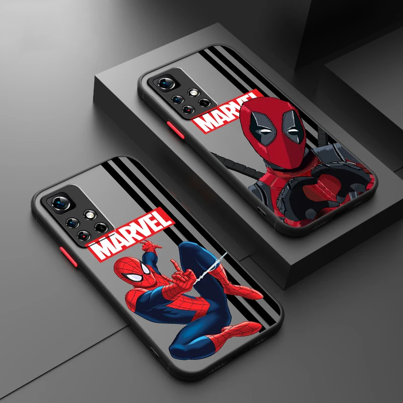 SpiderMan Deadpool Heroic Frosted Translucent For Redmi Note 13R 13 12 12S 12T 11 11T 11E 10 Pro Plus 5G TPU Phone Case