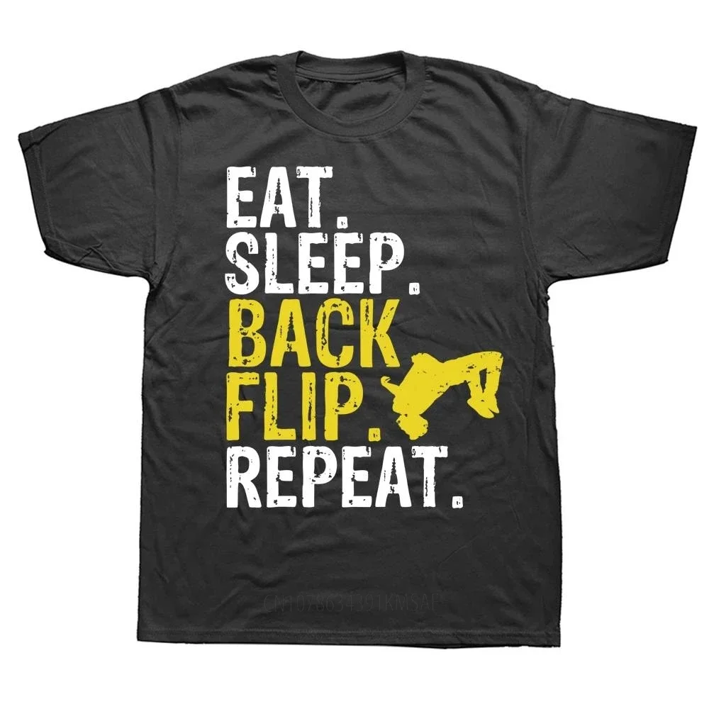 Eat Sleep Back Flip Repeat Gymnastics T Shirts Short Sleeve Birthday Gifts Graphic Personalized Custom Printed Women Men T-shirt