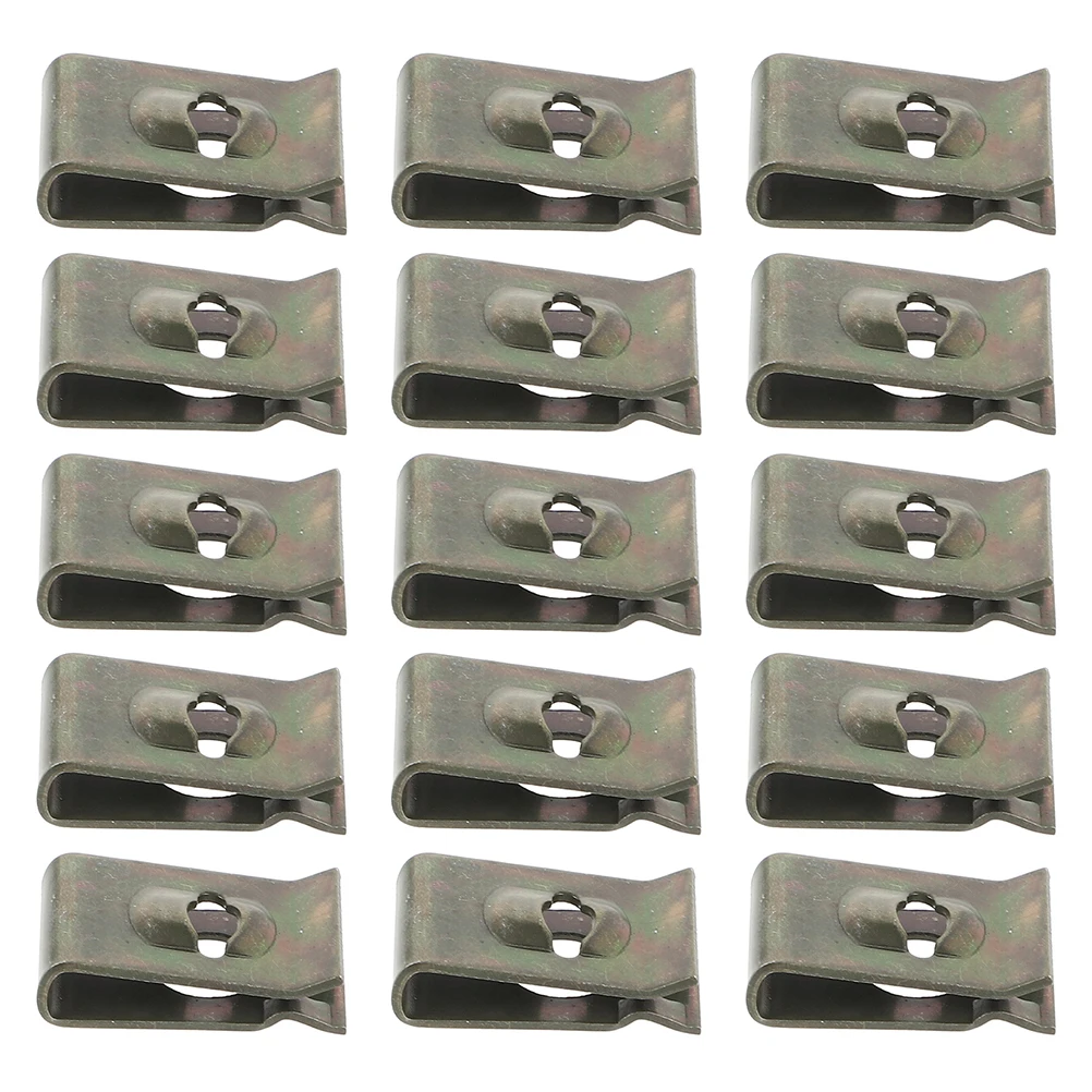 

100Pcs U Shaped Nut Clips Metal Car Fasteners for Bumper Mudguard and Body Panels Car Bumper Clips Auto Parts Auto Fasteners