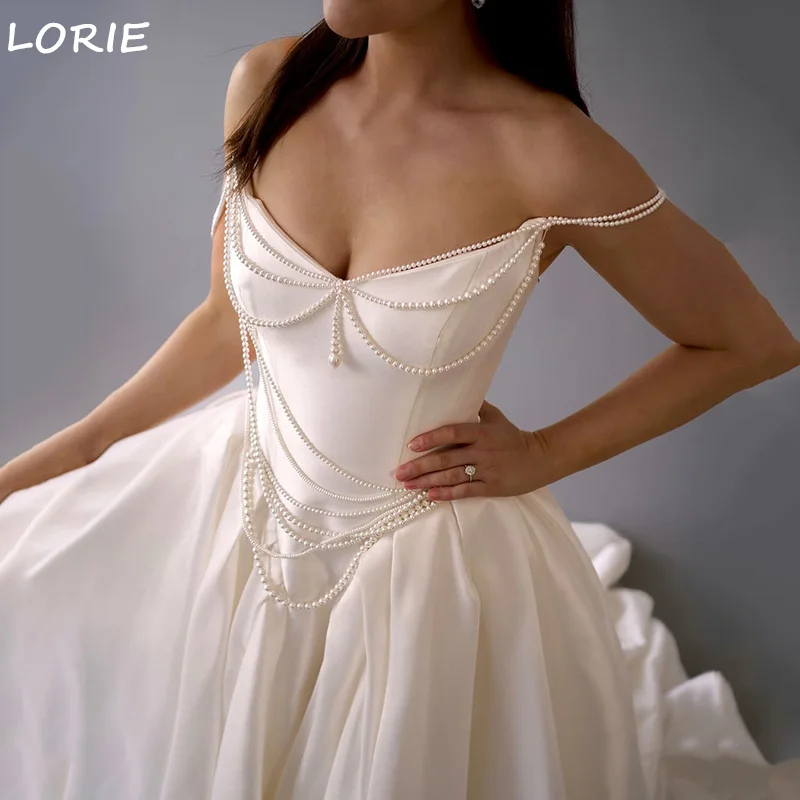 

LORIE A-line Off Shoulder Wedding Dress vestidos de novia فساتين سهرة Backless Sleeveless Princess Wedding Gown Customized 2025