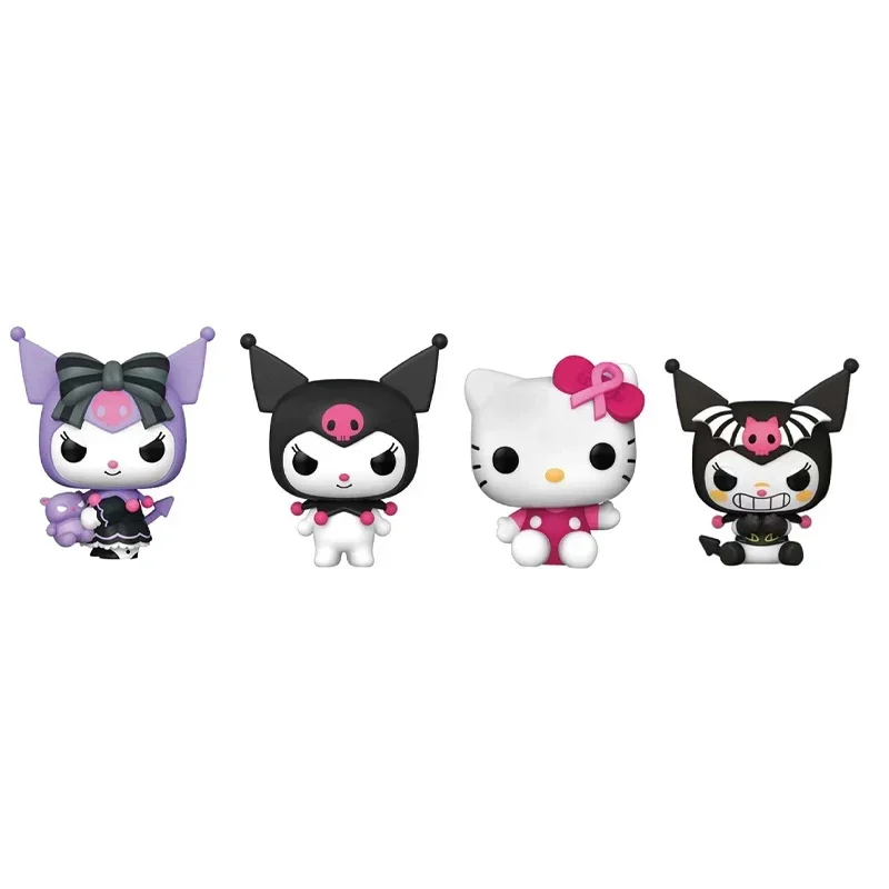 4Pieces Set Hello Kitty Funko Pop Decoration Action Pvc Figure Collection Model Toy for Children Birthday Toys Christmas Gifts