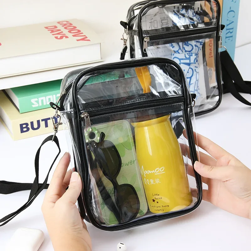 Transparent Crossbody Bag PVC Transparent Concert Stadium Shoulder Bag with Zipper Adjustable for Men and Women