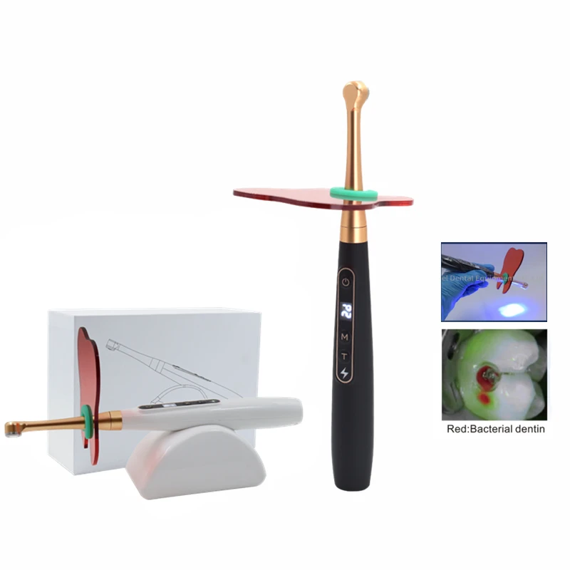 Caries Detection 2 in 1 Dental LED Curing Light Wireless Light Cure Lamp 1800MW/CM2