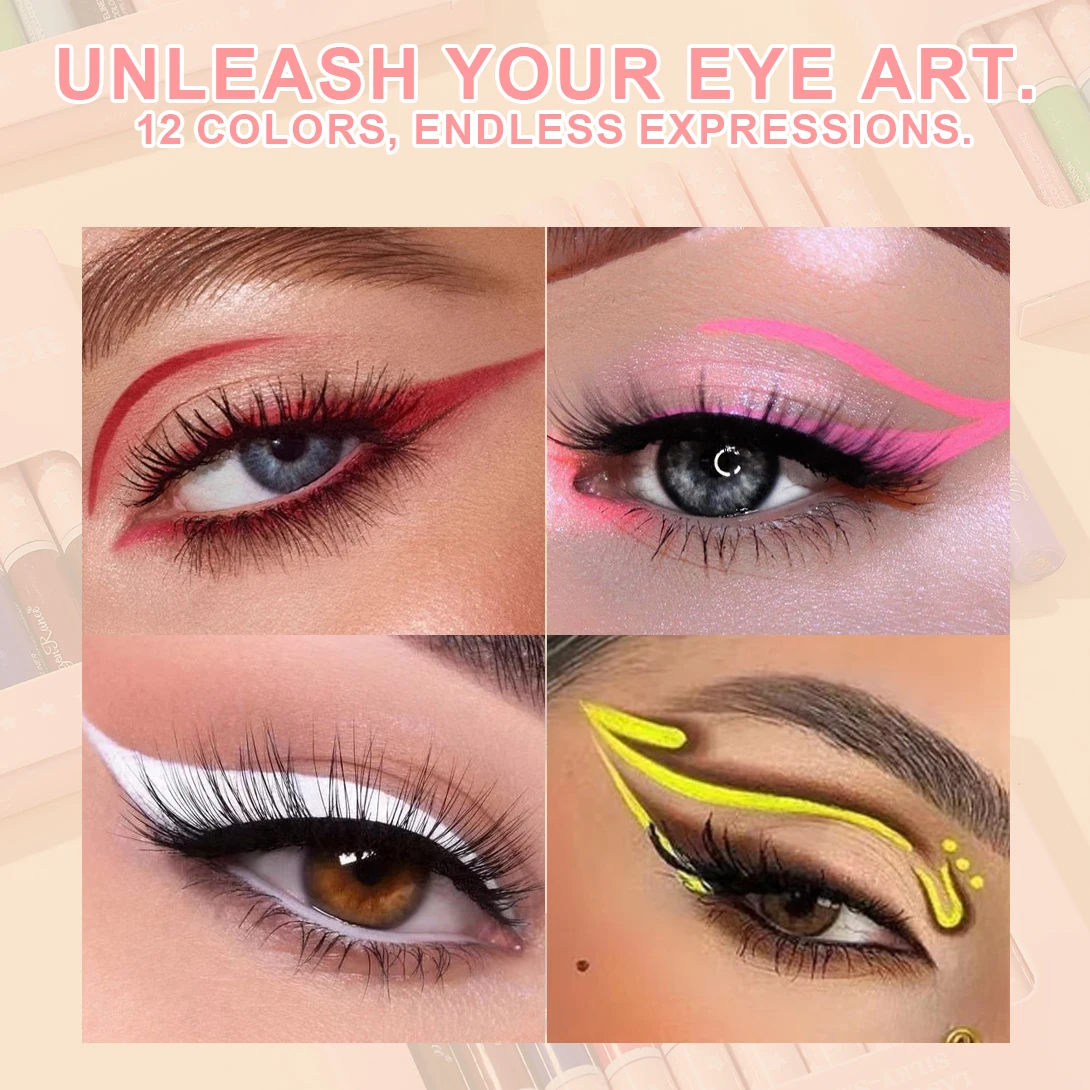 12本/セット アイライナーペンセット、速乾性、滑らか、にじみにくい、超極細、長持ち、色褪せない、正確な輪郭形成、ホリデーパーティーアイシャドウペンセット