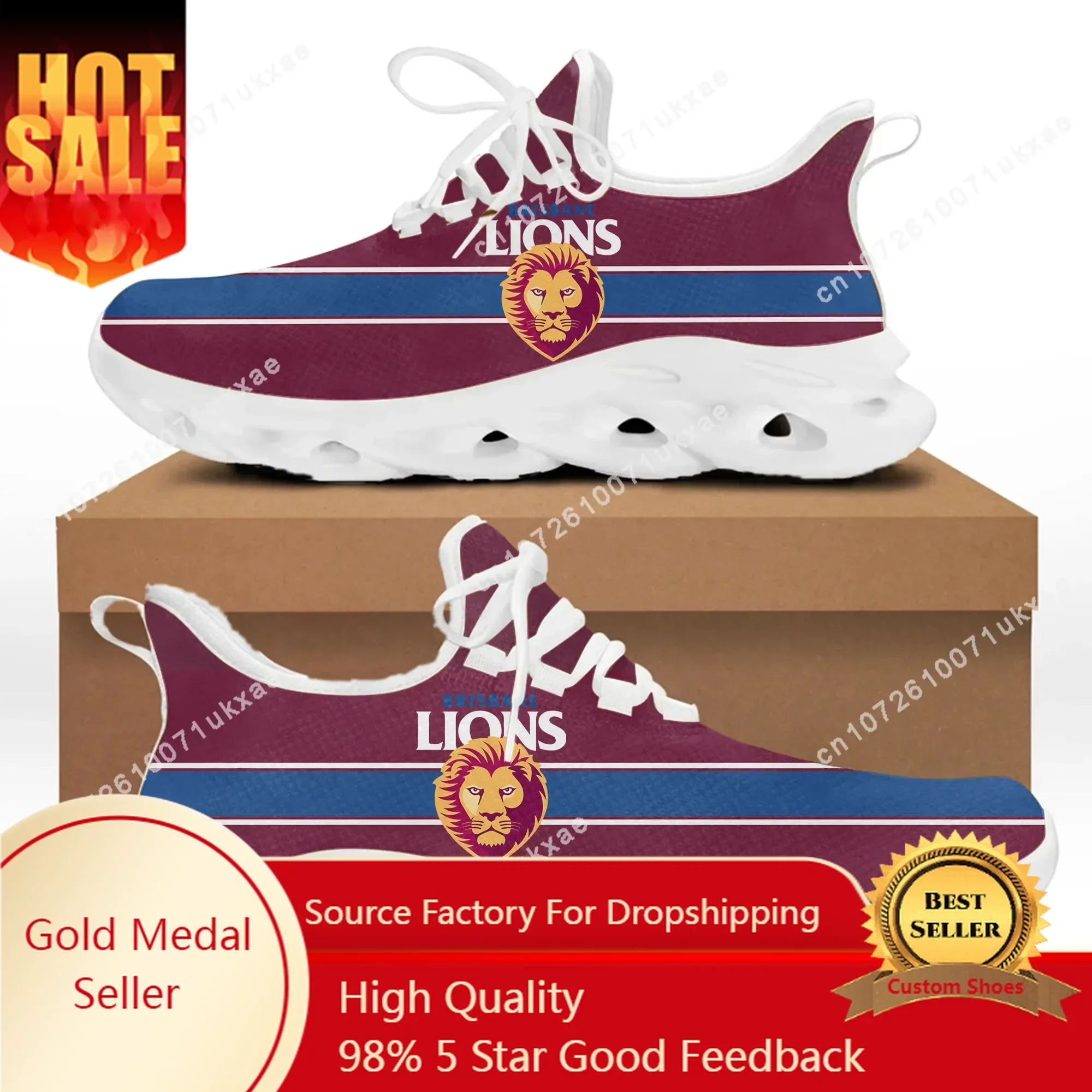 

Brisbane Lions Australian Football Flats Sneakers Mens Womens Sports Running Shoes High Quality DIY Sneaker customization Shoe