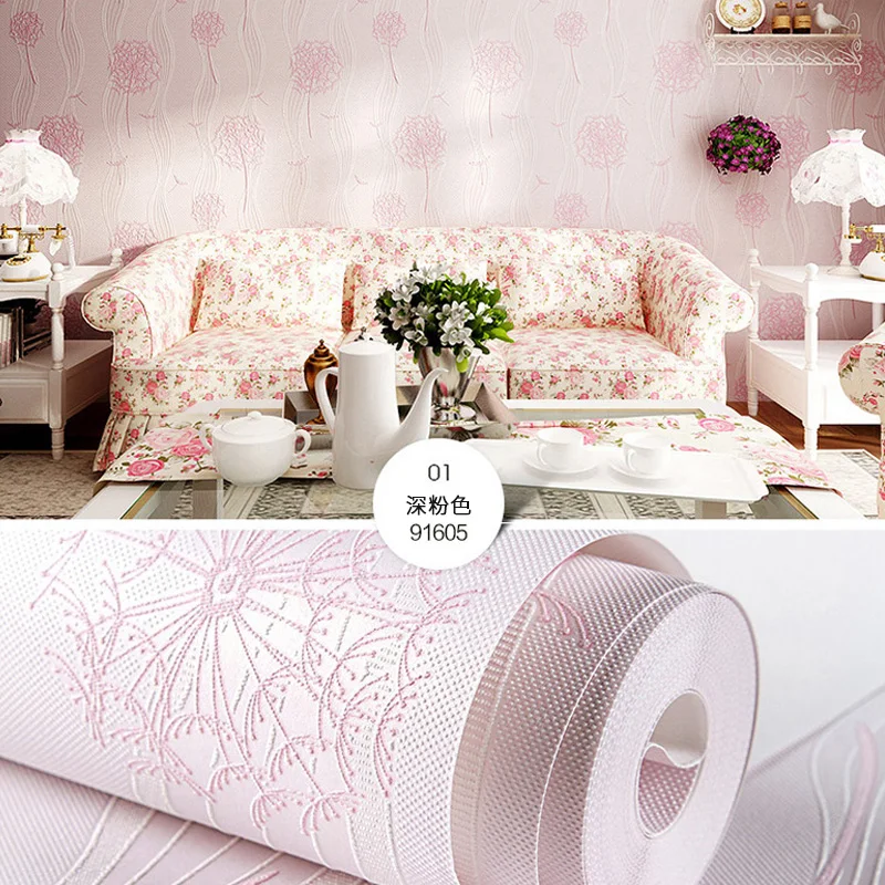 

Garden flower ball non woven fabric wallpaper 3D dandelion wall paper bedroom living room background wall 3D wallpaper W34