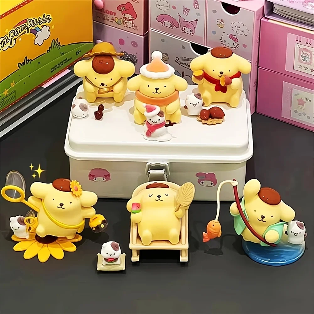 Hot Pudding Dog Serie Four Seasons per bambini Scatola cieca Kawaii Action Doll Pesca Pupazzo di neve Modello Giocattolo per bambini Sorpresa Gif