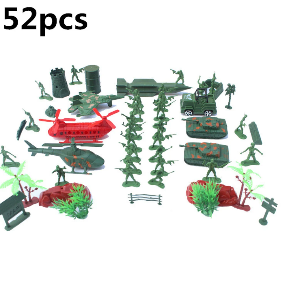 

52pcs Soldier Model Toy Plastic Army Men Figures Accessories Kit Decor Set Model Toys For Children Birthday Gift