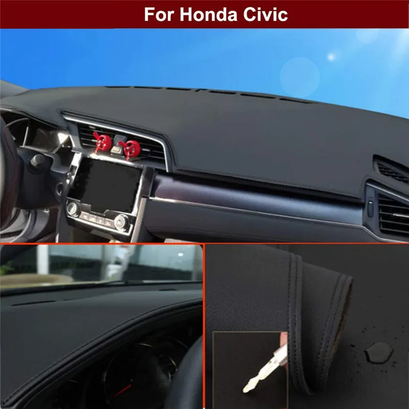 LHD Car Dashboard Cover Non-Slip Dash Mat Sun Shade Pad For Honda Civic Sedan / Hatchback Coupe 10th 2016-2021 Car Accessories