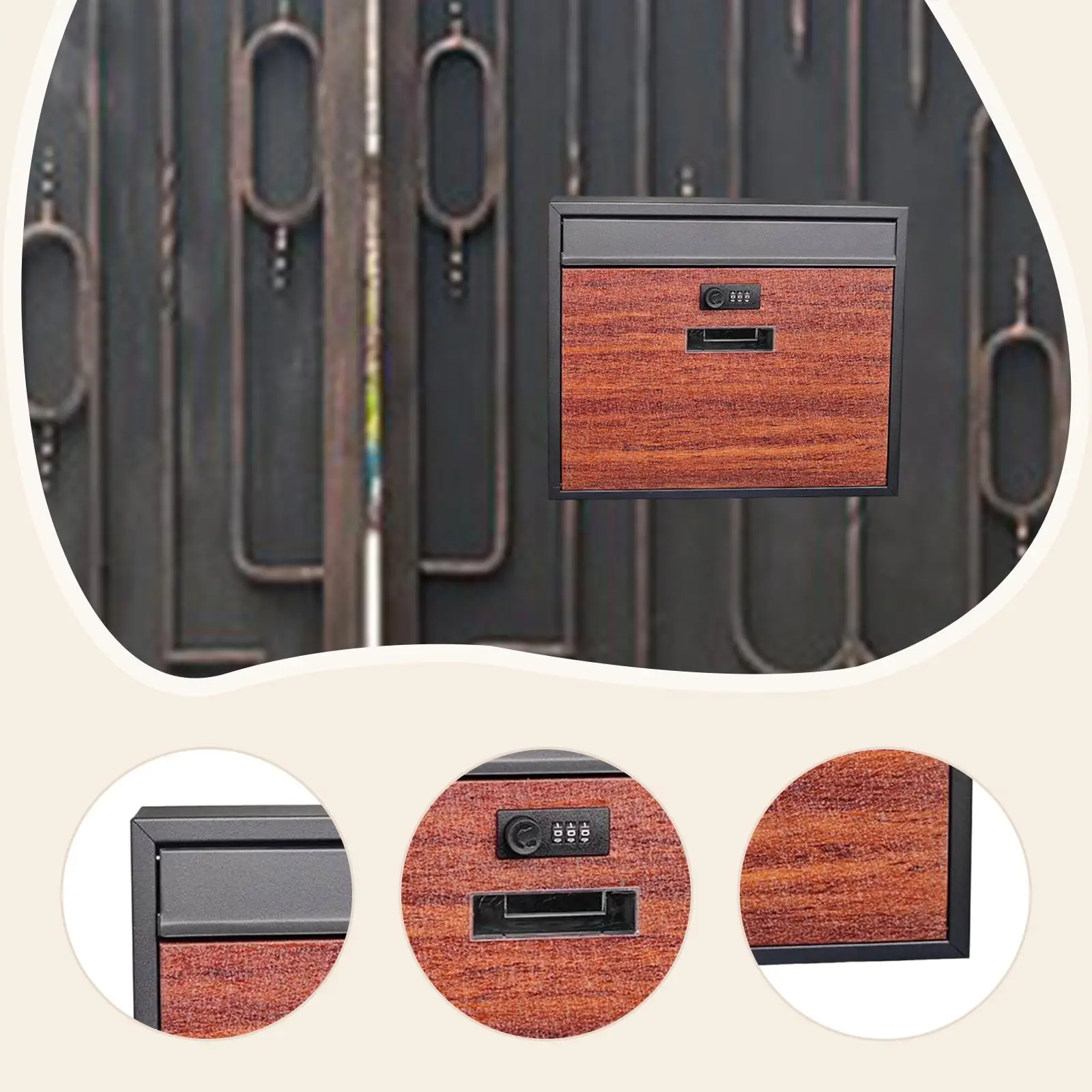 Premium Metal Wall Mount Mailbox Secure Combination Lock Large Letterbox Easy Install for Outdoor House Use