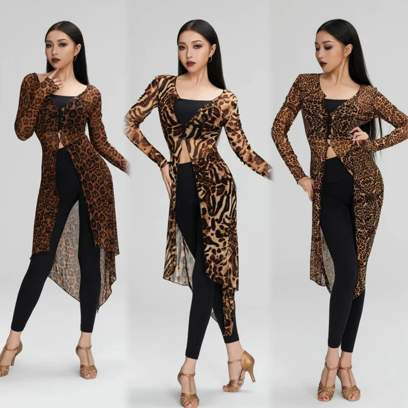 

Long Sleeves Latin Dance Long Cardigan Ladies Latin Dance Performance Tops Women'S Samba Ballroom Dance Practice Wear SL12376