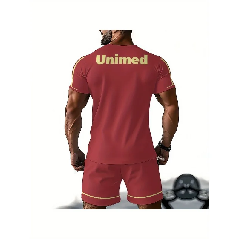 2025 Fashion Men's 3D Printed Round Neck T-shirt Shorts Casual Daily Sports Polyester Fiber Set