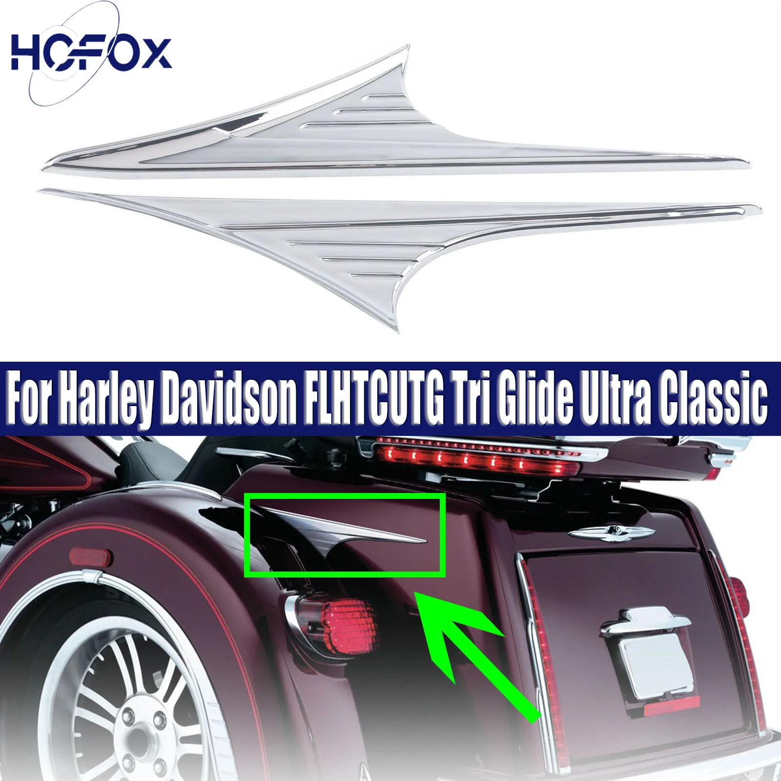

Motorcycle Rear Trunk Side Accents Trim For Harley TRI GLIDES Ultra Classic FLHTCUTG 2009-2023 Side Body Accents