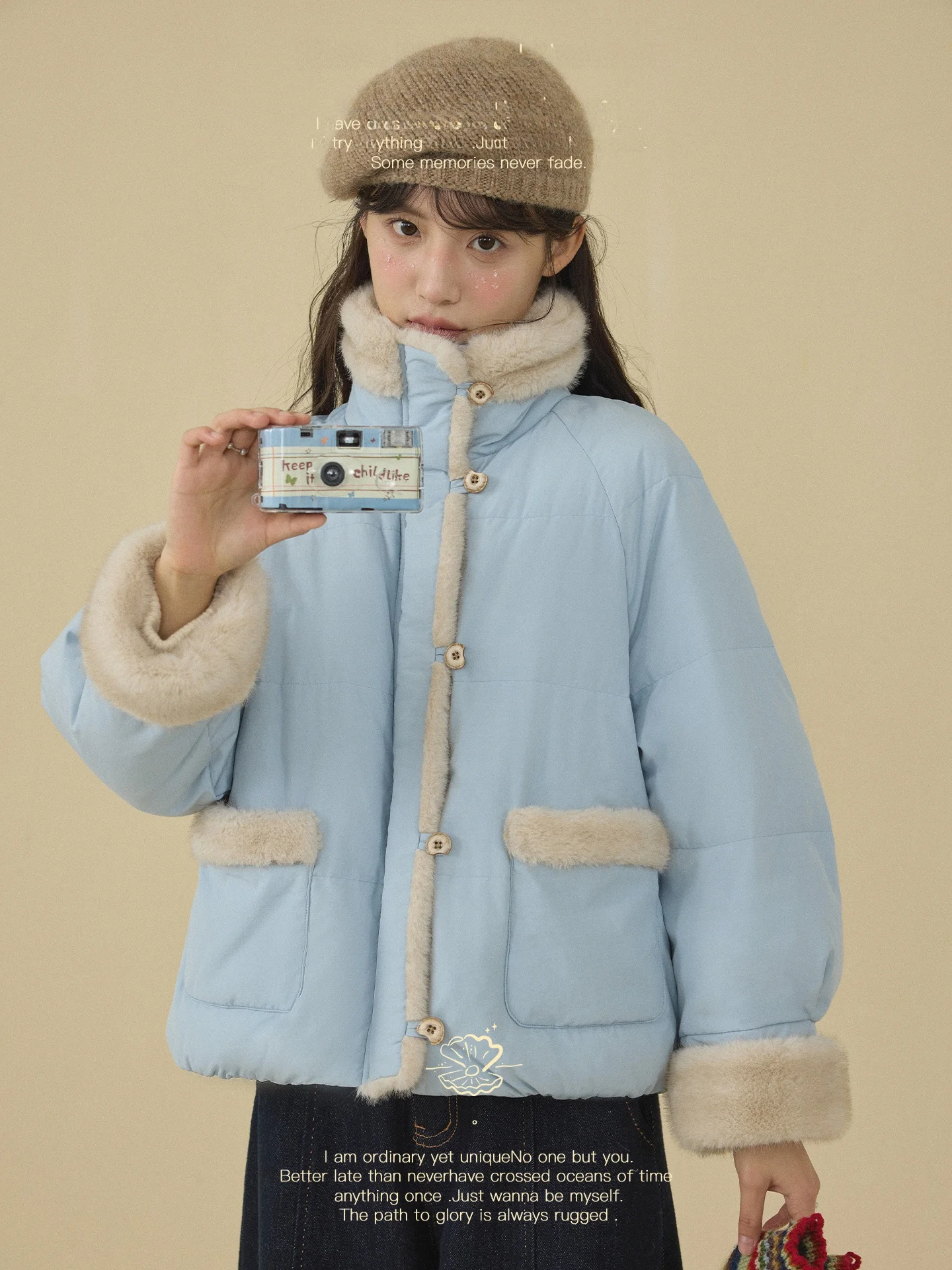 

Nov Et 90 White Du down Jaet Stand Collar Splicing oulder Insertion Retro Sle Women's Coat Warmth Polyester Fiber