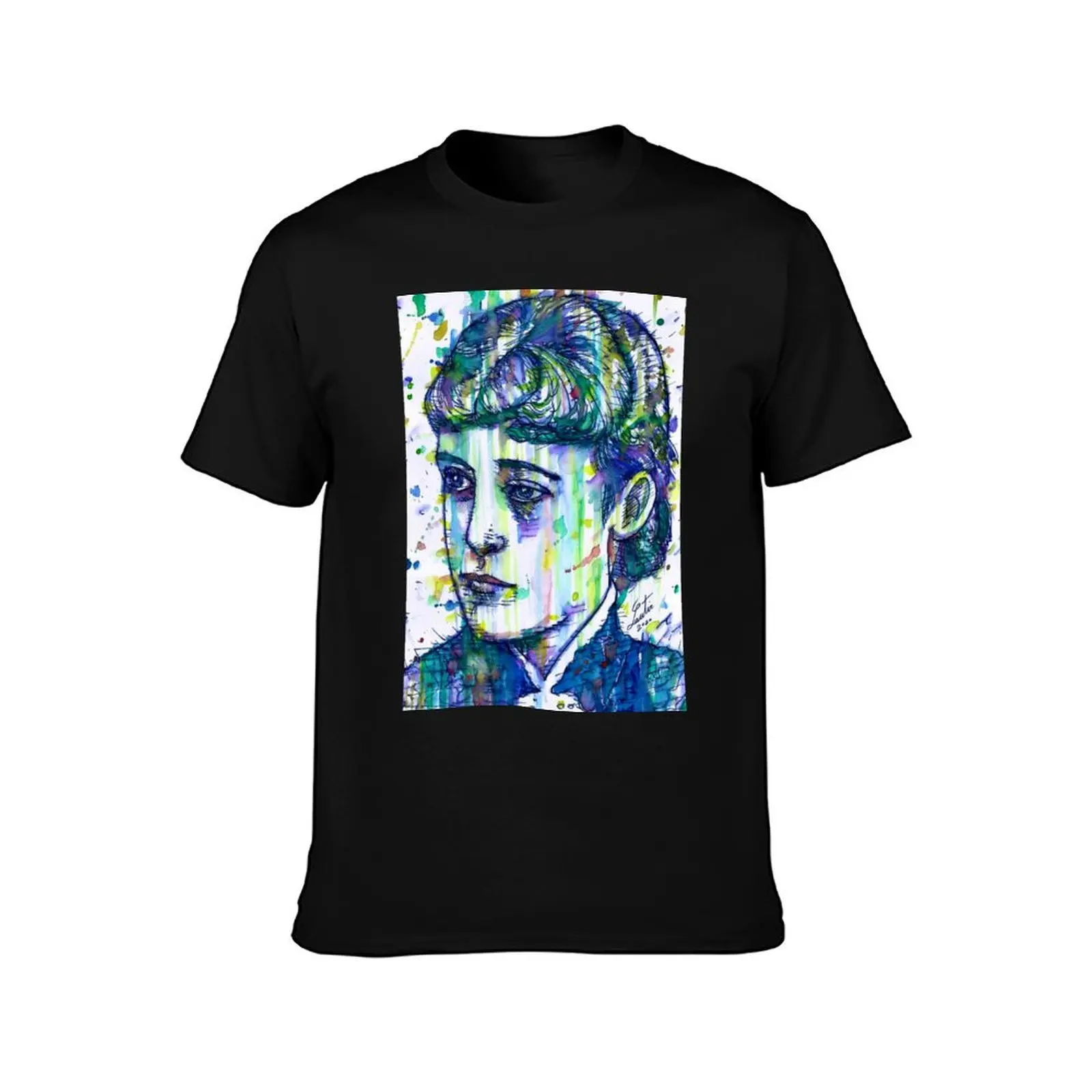 EDITH WHARTON watercolor and ink portrait T-Shirt anime t shirts oversize T-Shirt