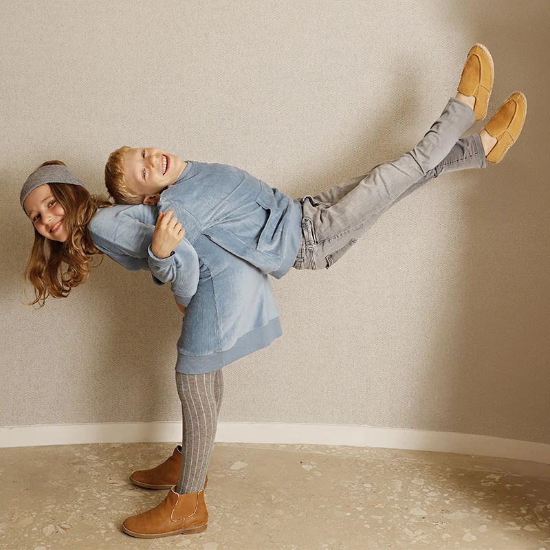 Familieset meisjesjurk jongen casual shirt herfst babyset corduroy pak met lange mouwen geribbelde legging blauw en olijfgroen set grote zak