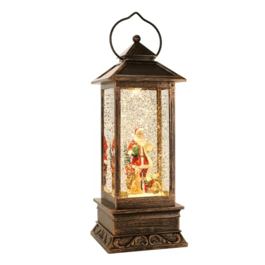 

Christmas Snow Globe Lantern Christmas Decorations Xmas Gifts Christma Vintage Home Decor Indoor Sparkling with Music 6H Timer